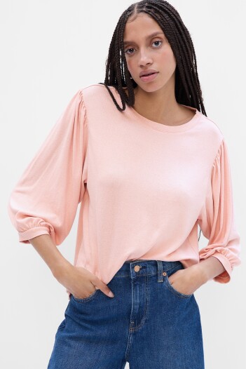 Remera Soft Con Puños Elásticos Mujer Pink Standard