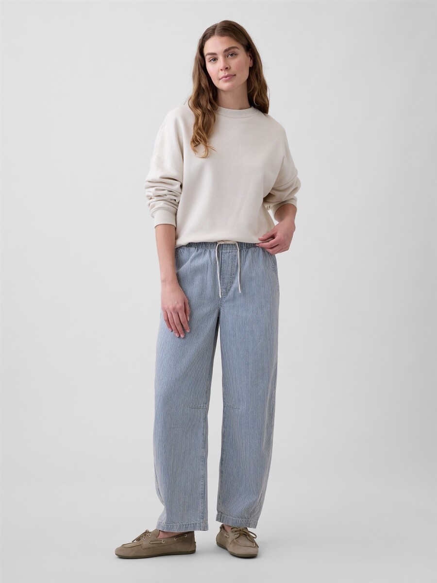 Jean Pull On Barrel Mujer - Railroad Strp Indigo 