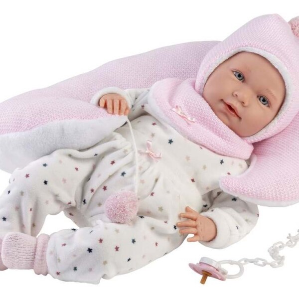 Muñeca Mimi Llorens 42cm con Almohada de Luna Rosa y Chupete Diseño Luna Rosa