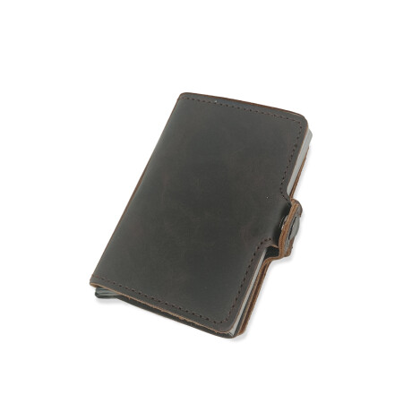 Billetera automatica de cuero Marron Oscuro