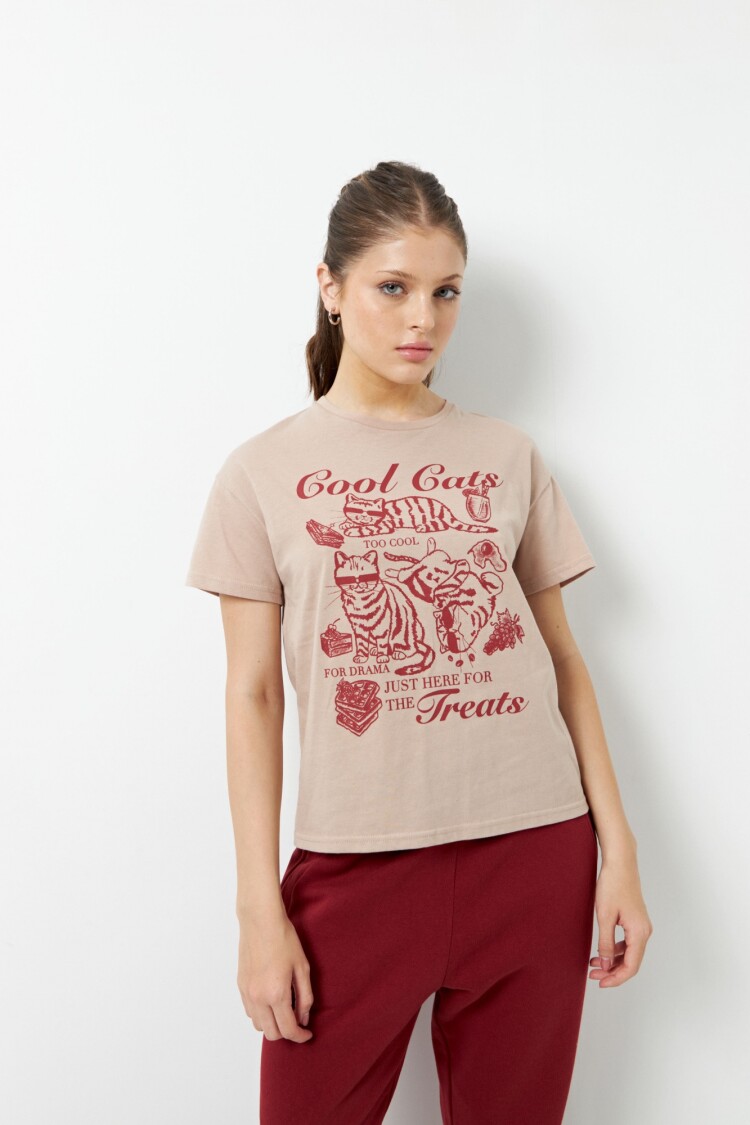 REMERA COOL CATS Beige