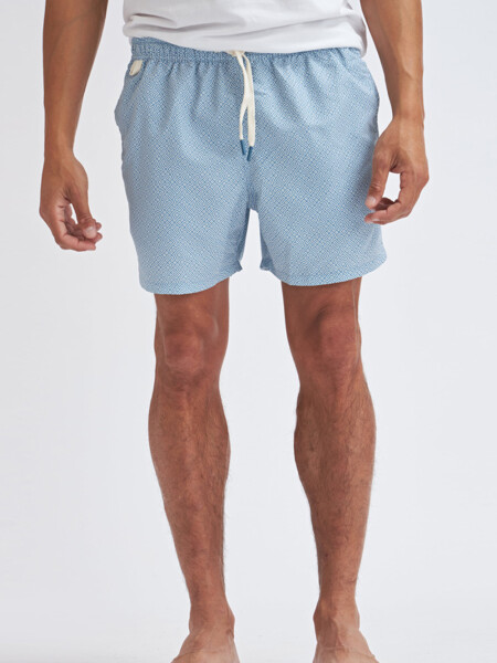 Short de baño Geométrico- Azul Piedra