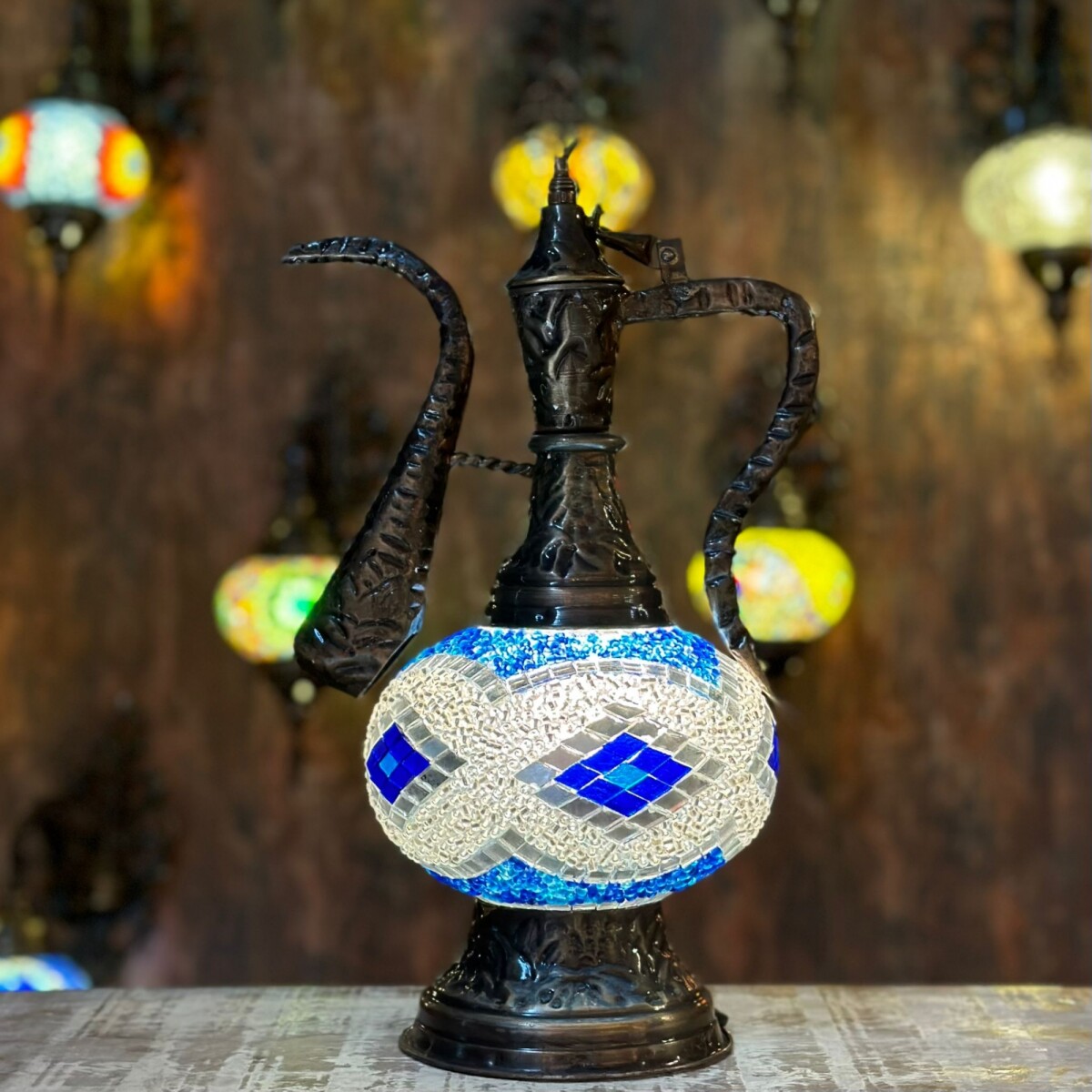 Lampara vitraux de mesa Aladin - Azul 