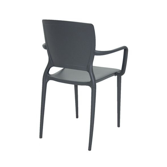 Silla grafito SOFIA respaldo cerrado c/ posabrazos -TRAMONTINA TD0612