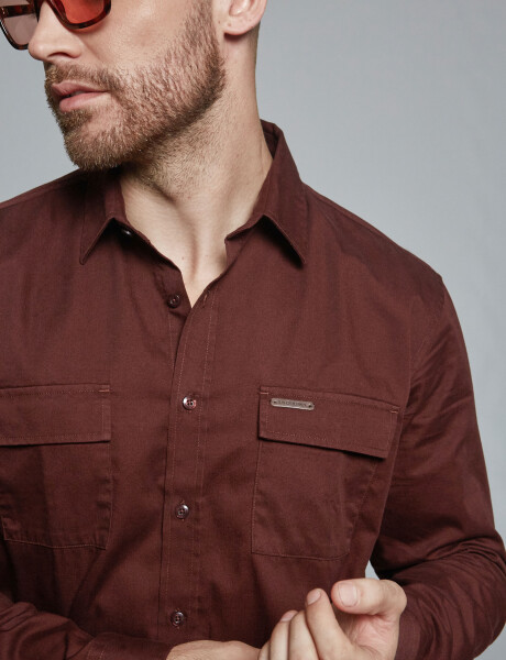 Camisa m/l lisa marron