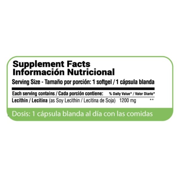 Lecithin 1200 mg. (Lecitina de Soja) Cápsulas Blandas - Qualivits Lecithin 1200 mg. (Lecitina de Soja) Cápsulas Blandas - Qualivits