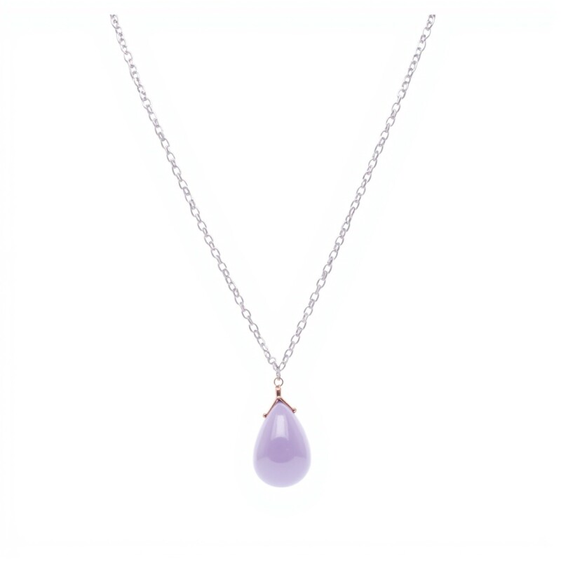Conjunto Makar-Plata rodinada-Piedra Cuarzo rosa-CJ2016 conpiedra
