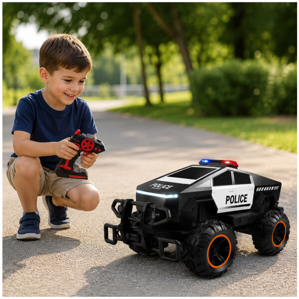 Auto Policia Eléctrico Infantil Cybertruck A Control Remoto AUTO CONTROL REMOTO CYBERTRUCK POLICIA