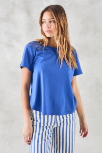 Remera Algodón Peinado Cerúleo