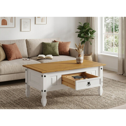 MESA DE CENTRO CORONA 1 CAJON BLANCO MESA DE CENTRO CORONA 1 CAJON BLANCO