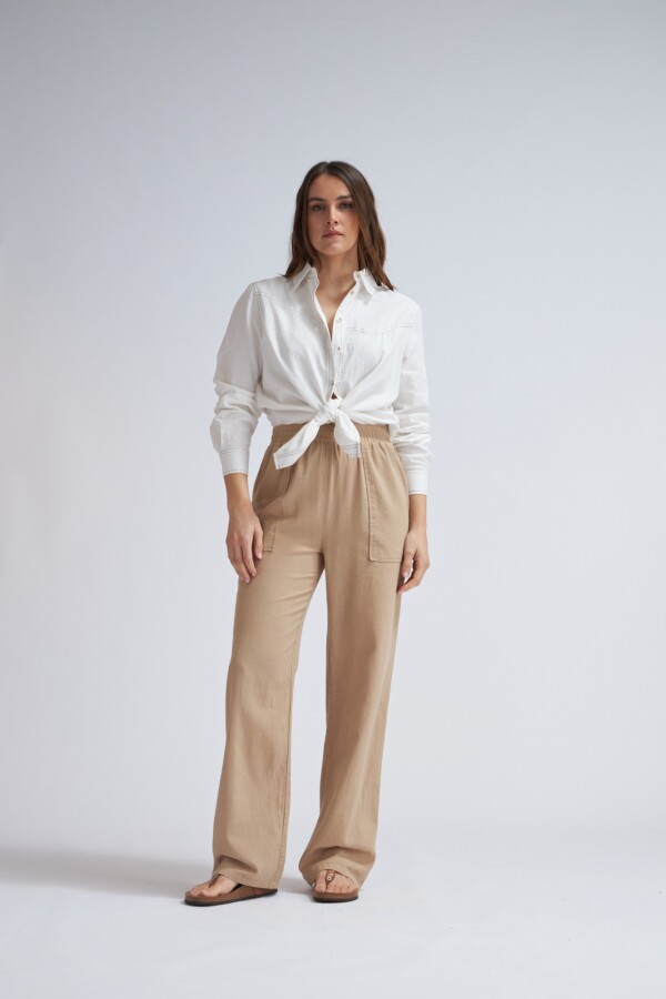 Pantalon de lino Beige