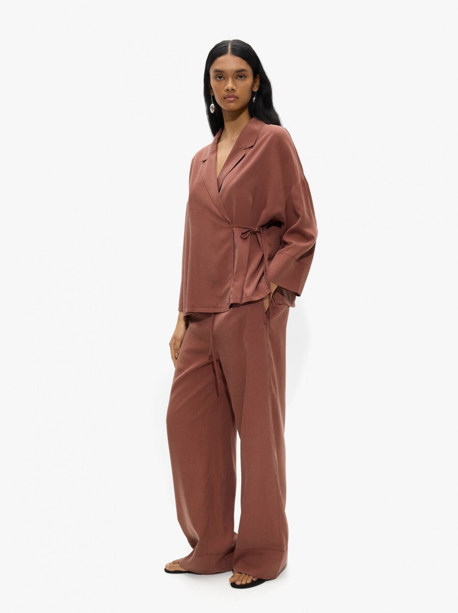 Pantalón Fluido Con Bolsillos - teja 