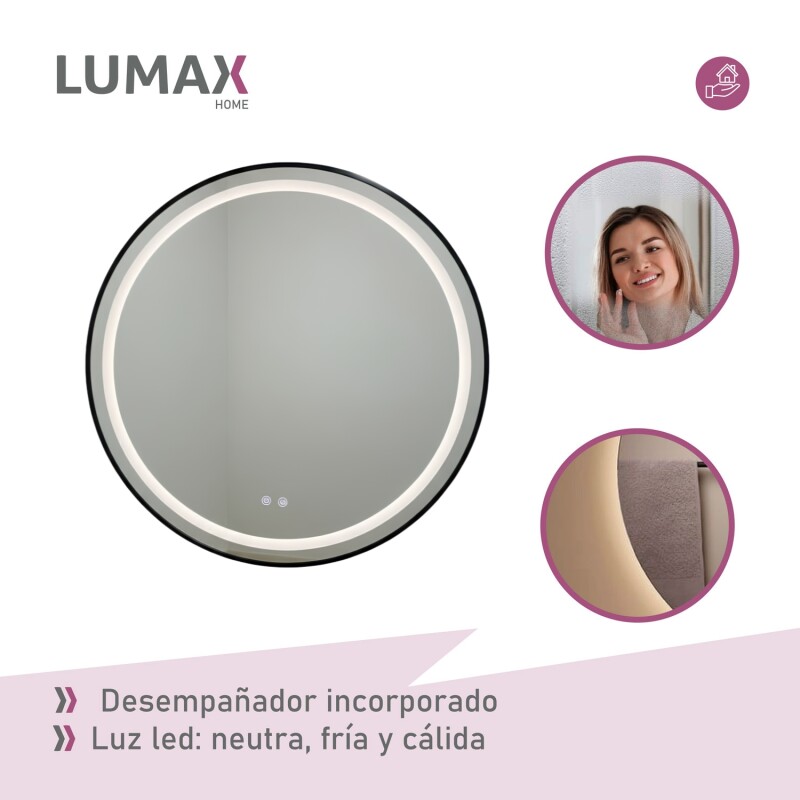 Espejo redondo Luz Led Lumax 80 cm Espejo redondo Luz Led Lumax 80 cm