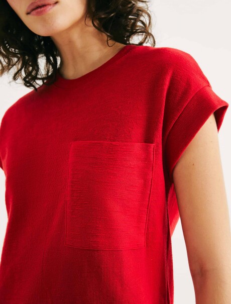 VESTIDO BÁSICO CON TEXTURA ROJO