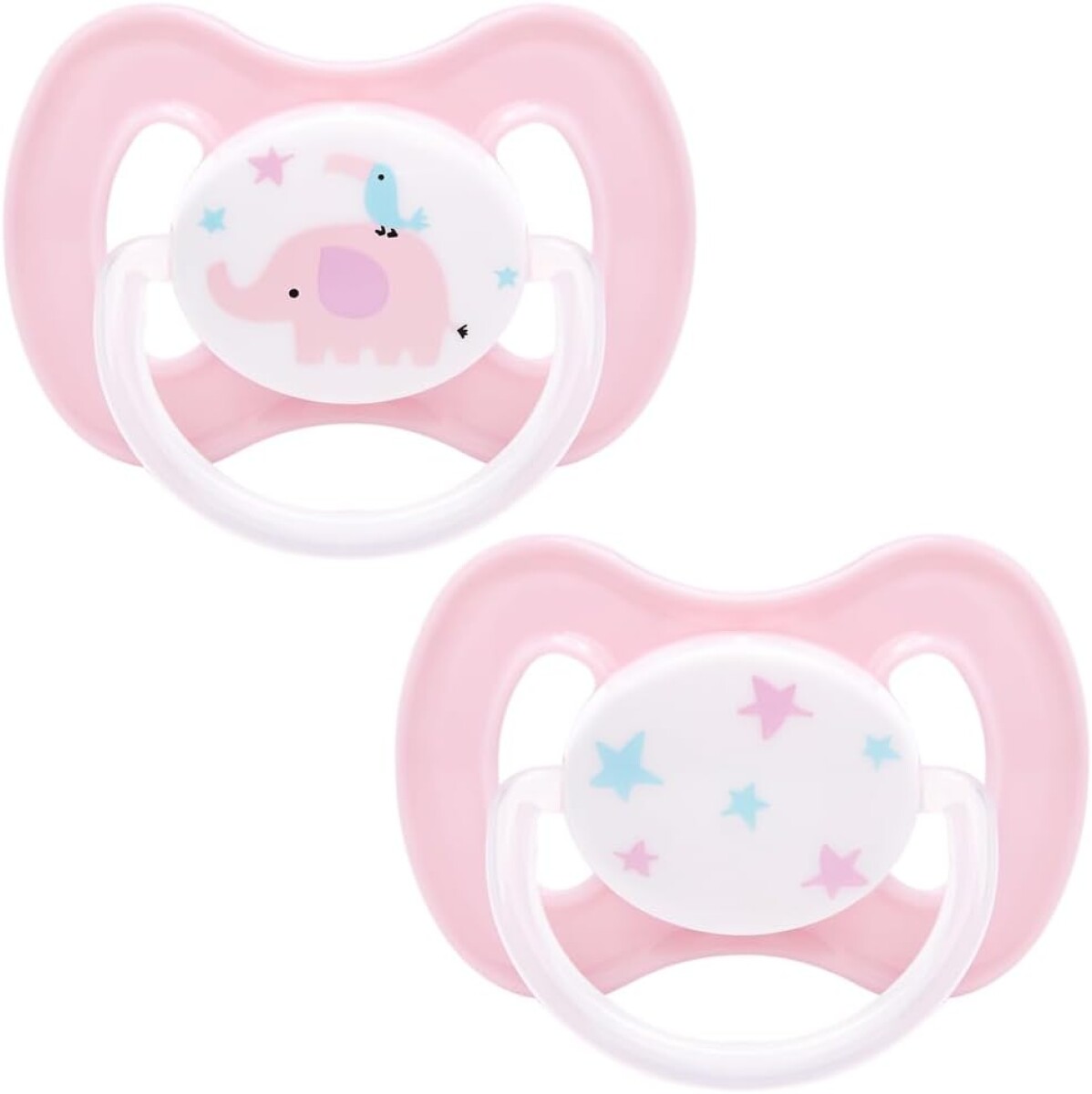 Set x2 chupetes BUBA fisiologico 0-6 meses - elefante rosado 