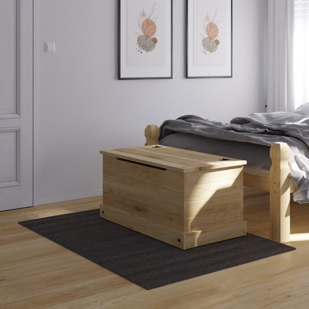 Baul - Pie De Cama - Living - Linea Mexicana Madera Maciza Natural