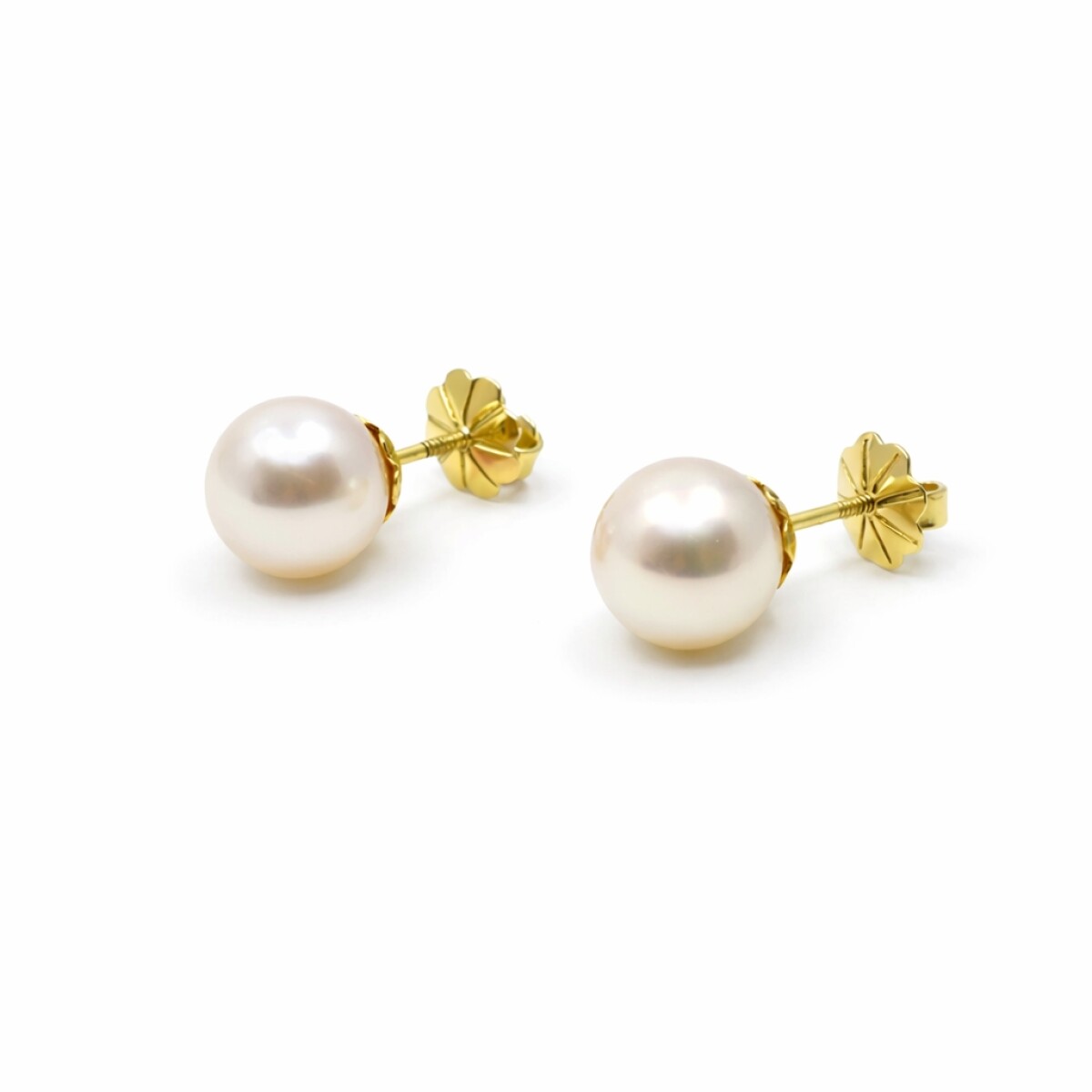 9.5 Mm Caravanas De Oro 18K Y Perlas De Cultivo 