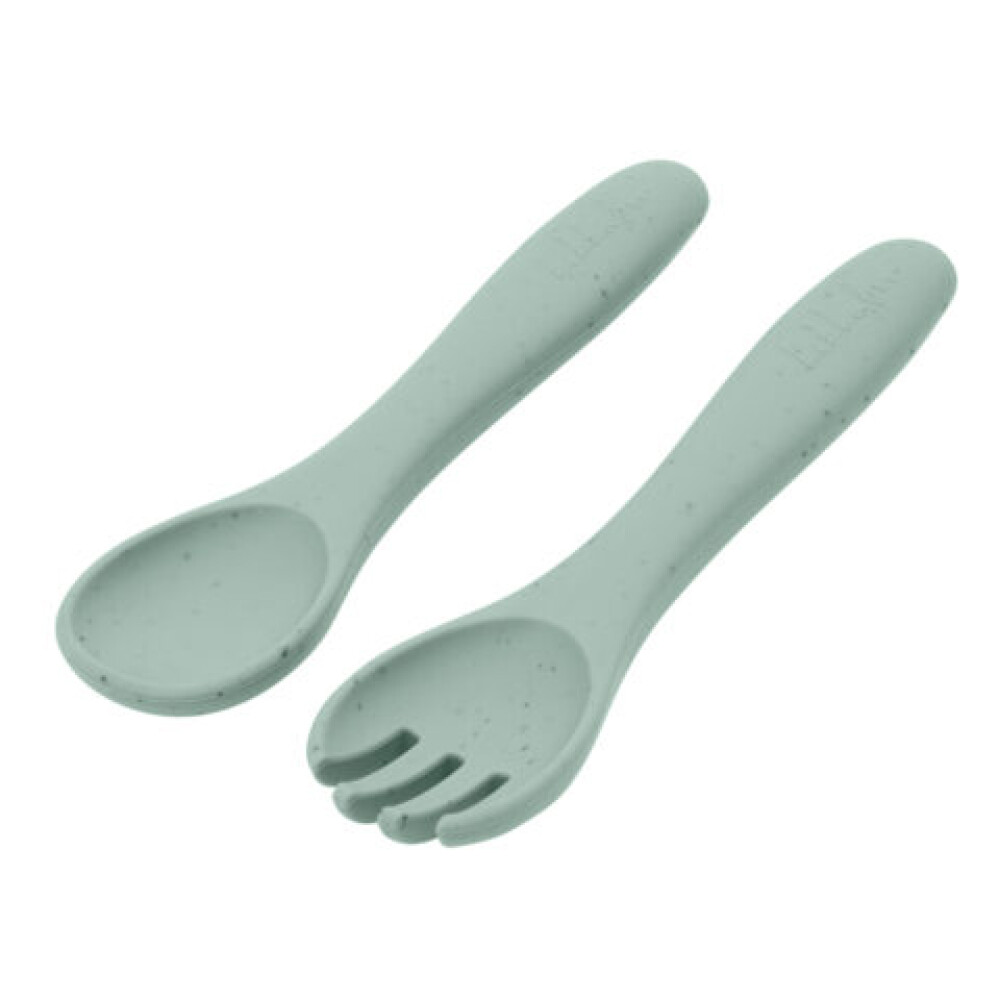 Set x2 cubiertos silicona KIKKABOO verde