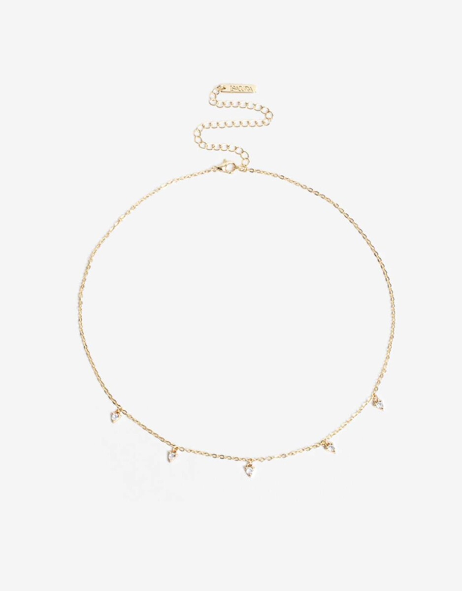 Collar Corto Con Cubic - Dorado 