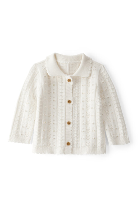 Saco de algodón calado, con cuello, marfil Saco de algodón calado, con cuello, marfil