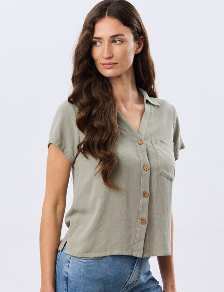 CAMISA DE LINO LISA Verde