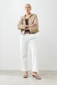 Pantalón wide leg pinzado crudo