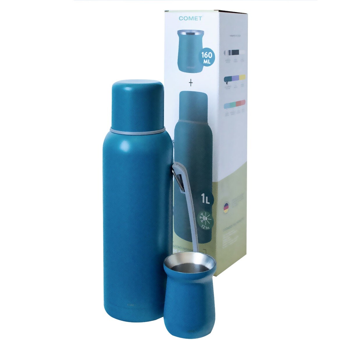 Set Comet Termo 1L Acero Inoxidable + Mate 160ML W100135 - AZUL-PIEDRA 