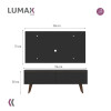 Rack TV mueble Lumax + panel rústico con estantes 55” Negro/Negro
