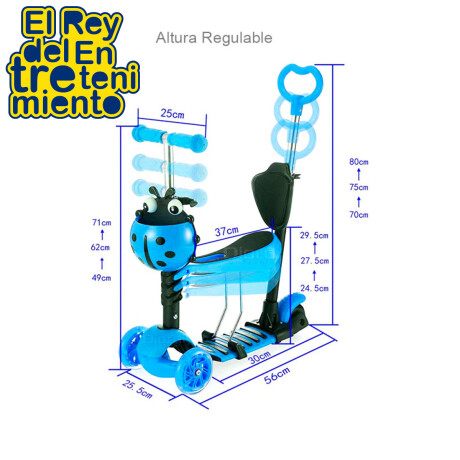 Monopatin Tripatín Buggy Infantil C/ Asiento Y Guía Azul