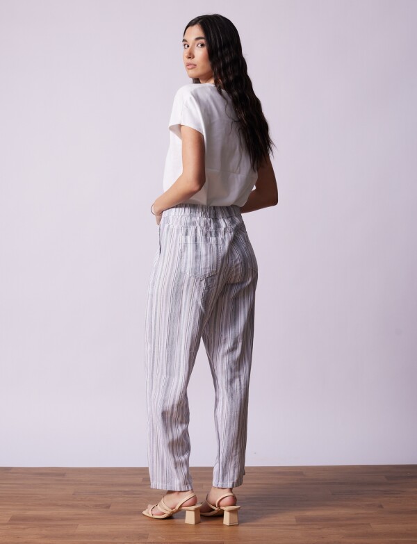 Pantalon Lino BLANCO/MULTI
