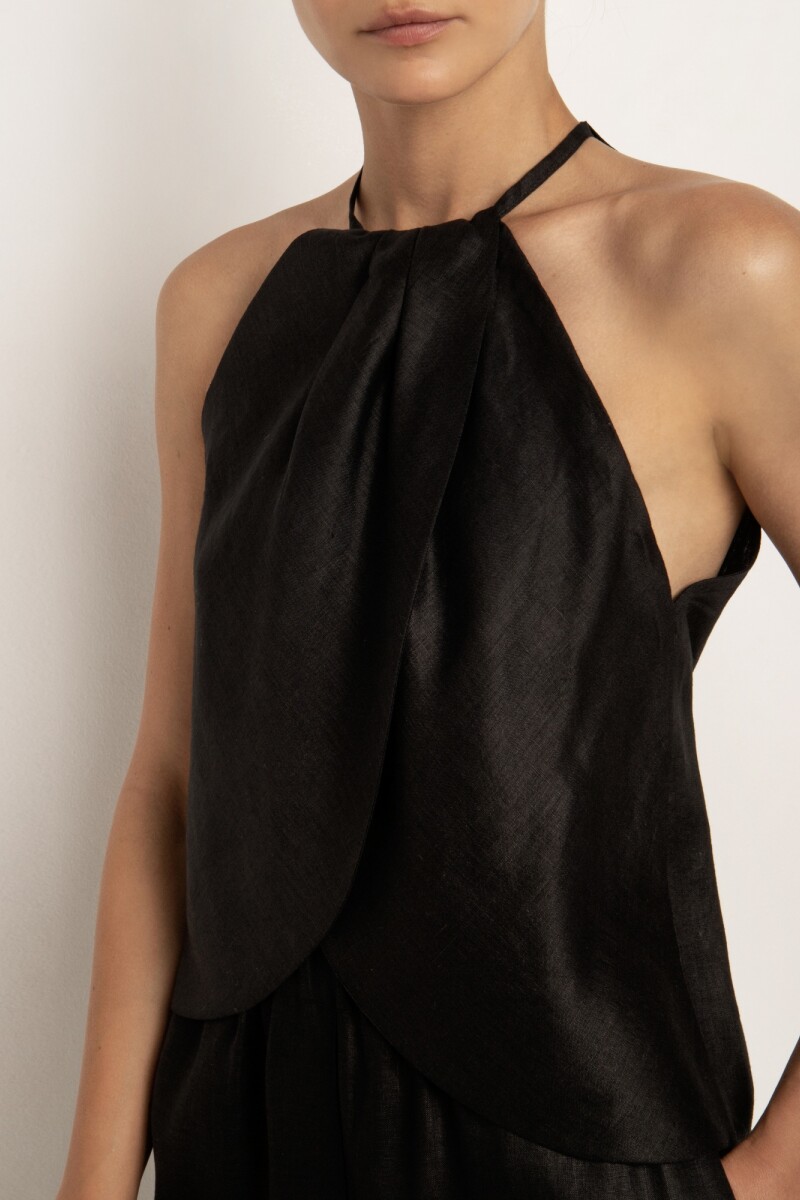 TOP SLEEVELESS WRAP HALTER NEC Negro