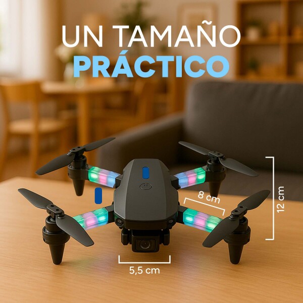 Drone E88D Plegable Pro Cámara 4K Luces RGB 3 Baterias +Accs Color Negro