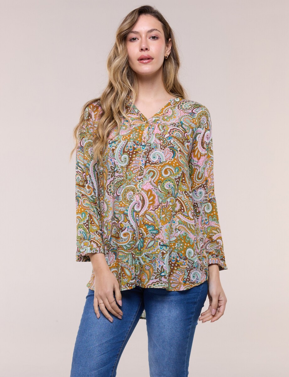 Blusa Holgada Arabescos - Multi/tostado 