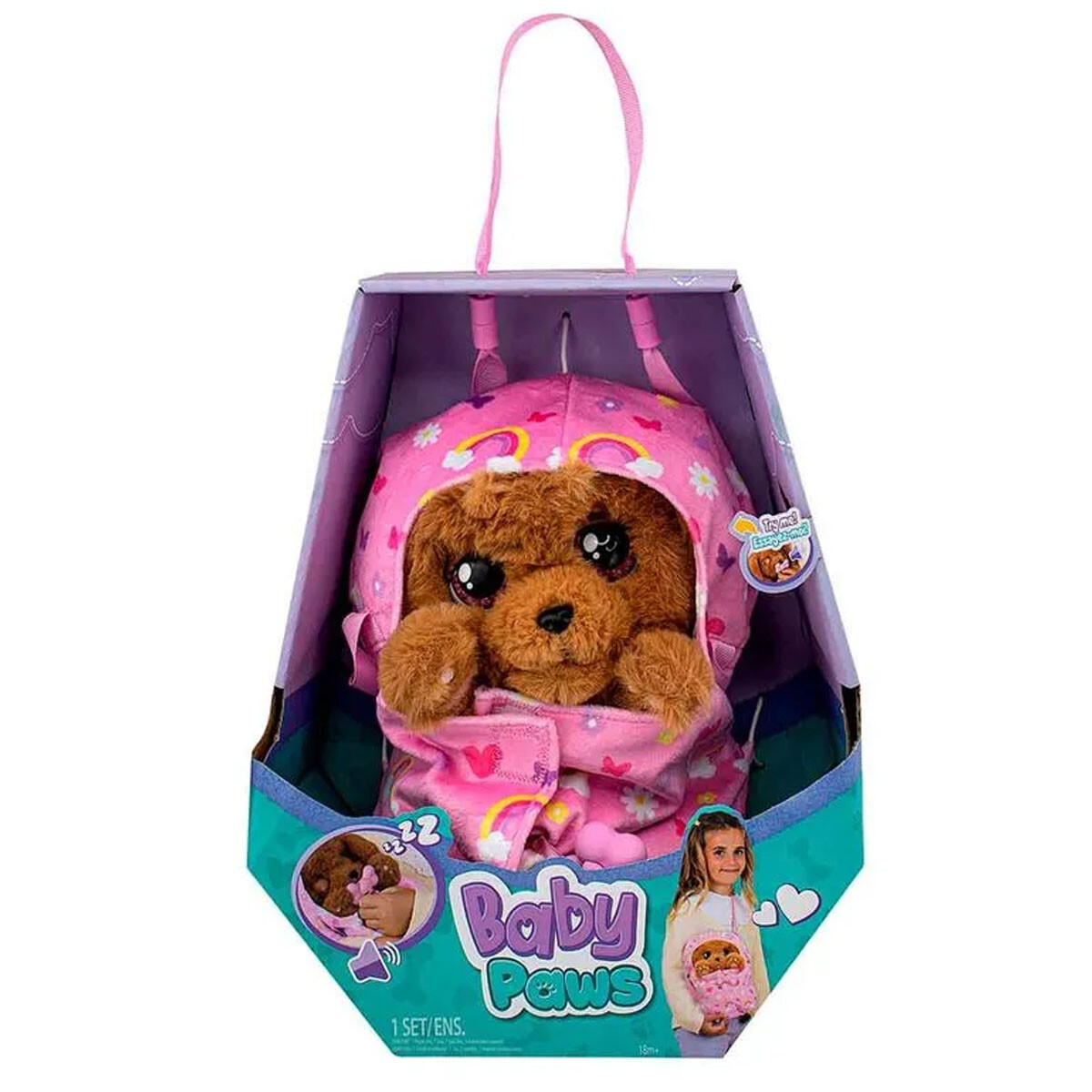 Peluche Cachorro Interactivo 22cm Labrador Baby Paws - Chocolate 