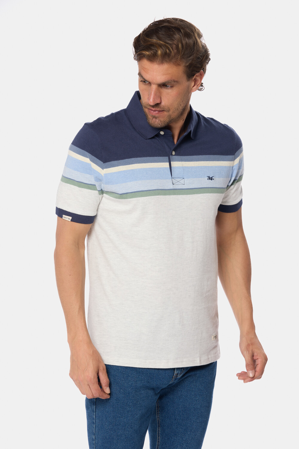 REMERA POLO RAYADA Gris