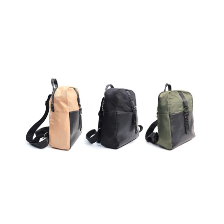 Mochila Canva Casey en Nylon y Cuero PU Beige