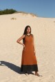 VESTIDO ACAI LONG KNIT Camel Y Negr