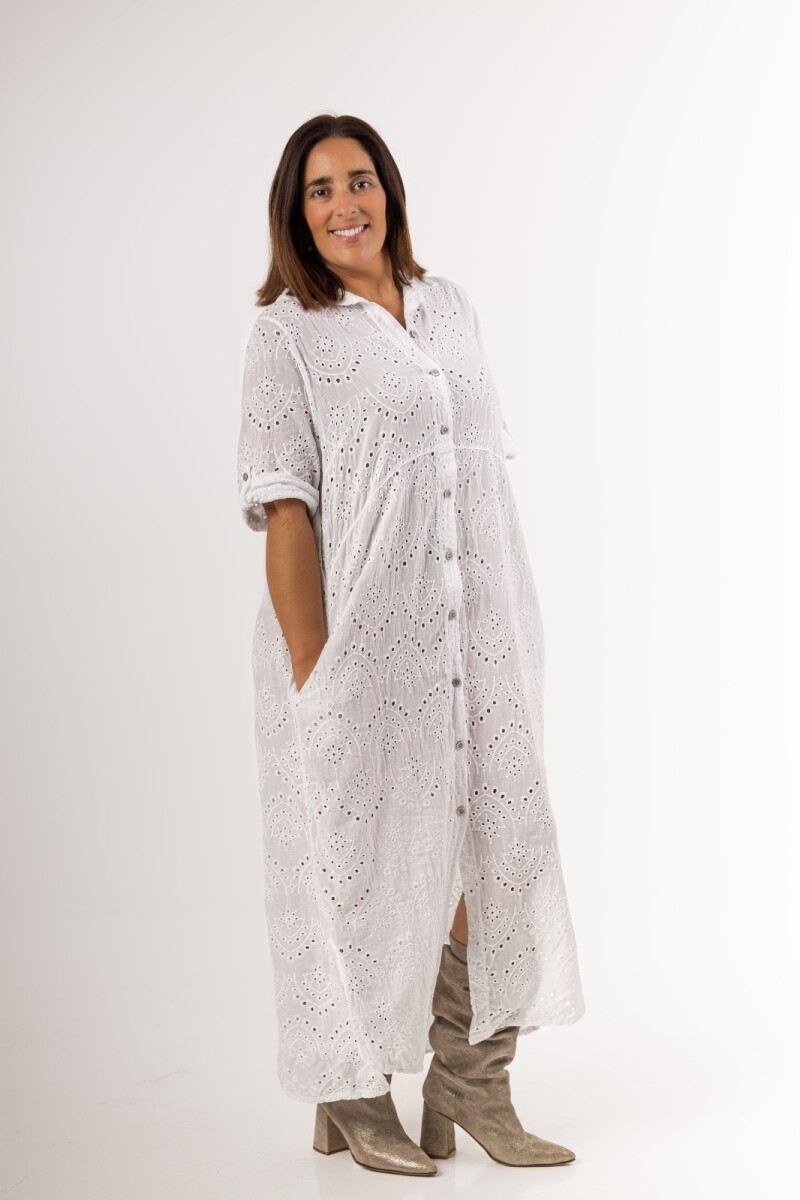 Vestido camisero de broderie 