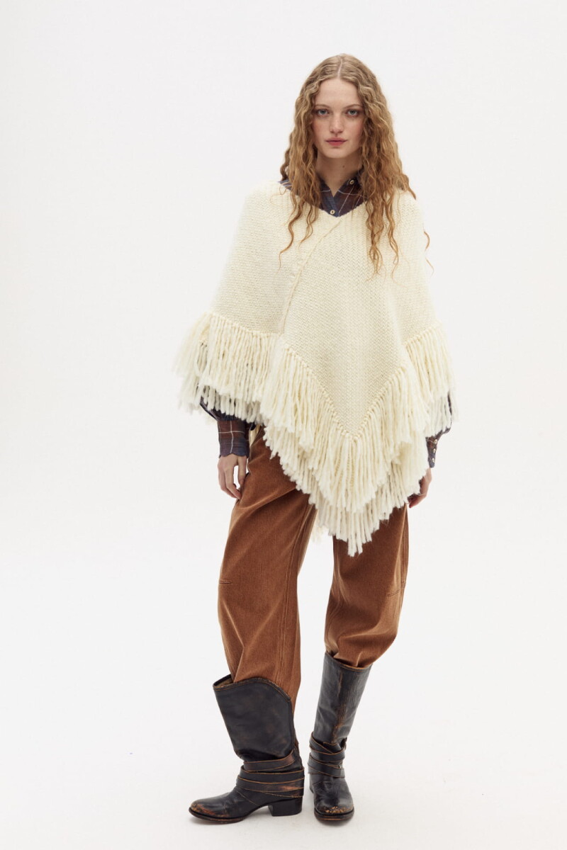 Poncho Fun en lana merino Natural