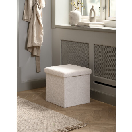 Puf Nysted 38X38 Con Almacenaje Felpa Blanco