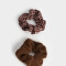 Skunzies Cuadros y Rayas Scrunchie - Marron Chocolate