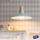 Lampara Colgante Metal Nordica Plato Deco Simil Madera Led Azul