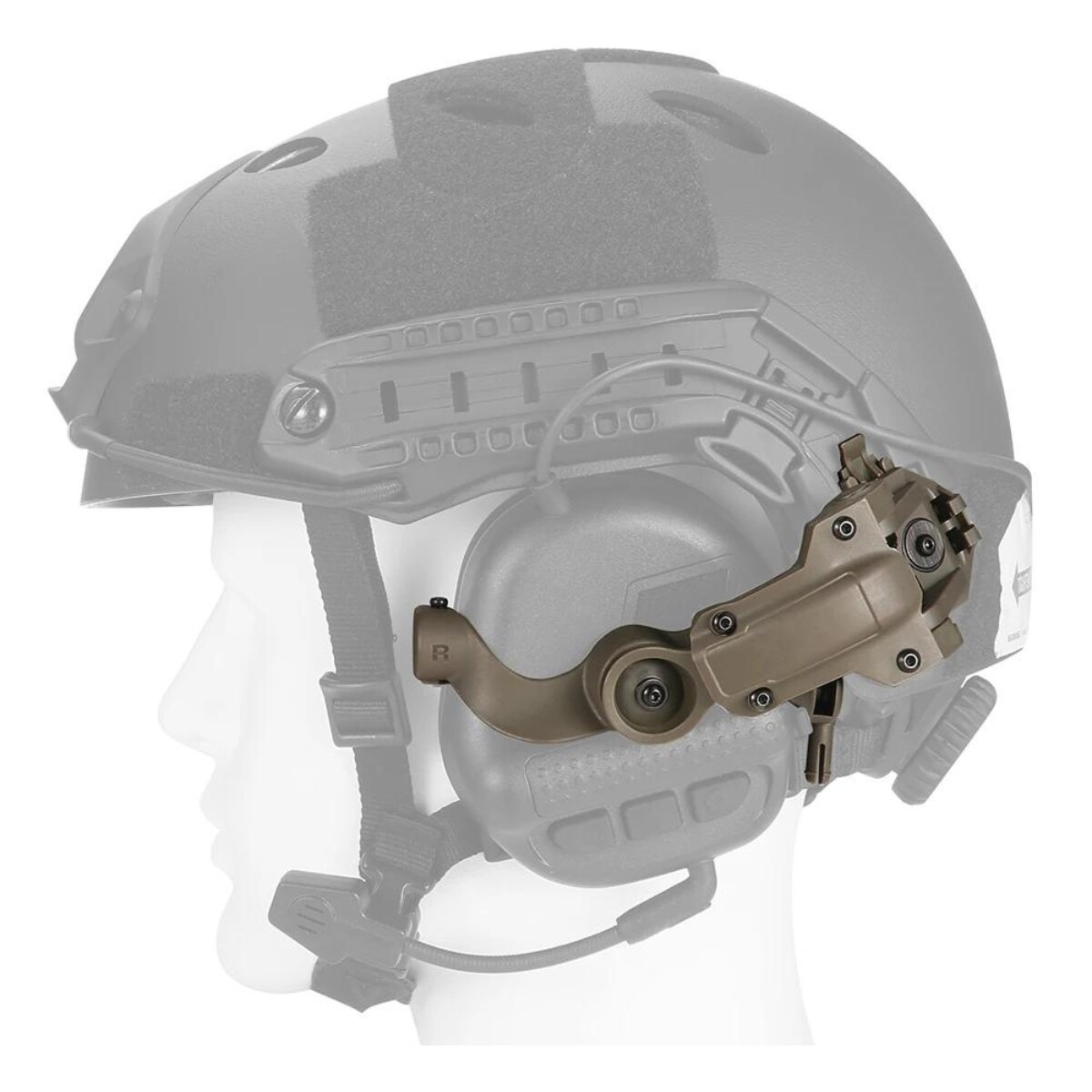 Adaptación de auricular para casco táctico - Caqui 