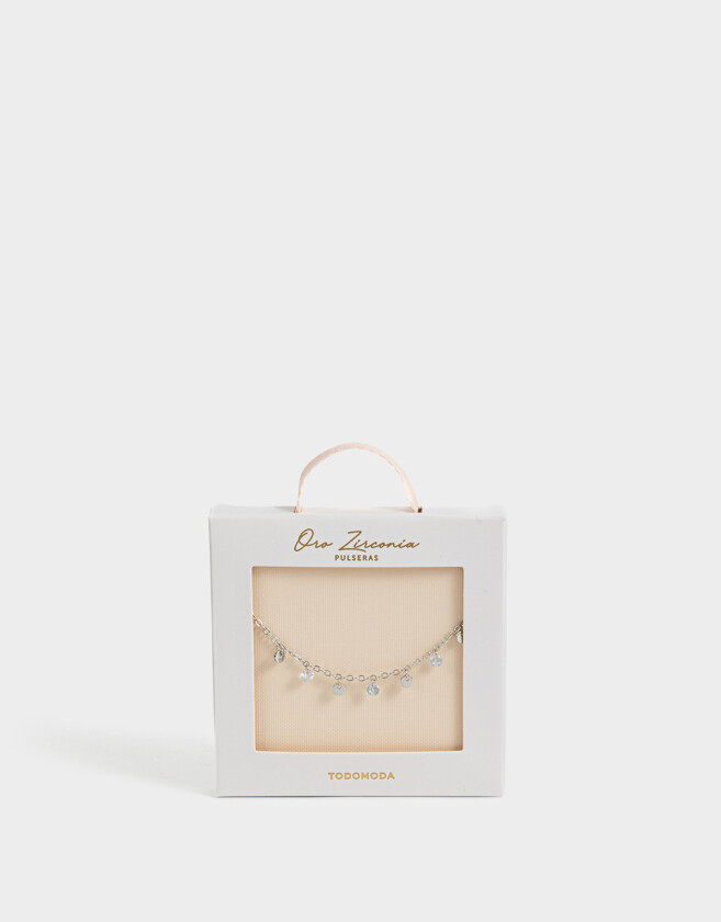 Pulseras Flexibles Premium White Pulsera Flexible Bañada En Oro Con Cubic Zirconia - Dorado