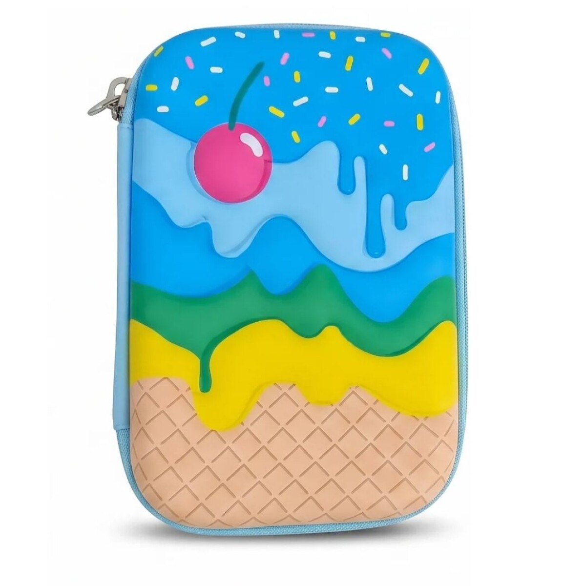 Cartucheras Escolares 1piso estampados 3D Niña - HELADO CELESTE 