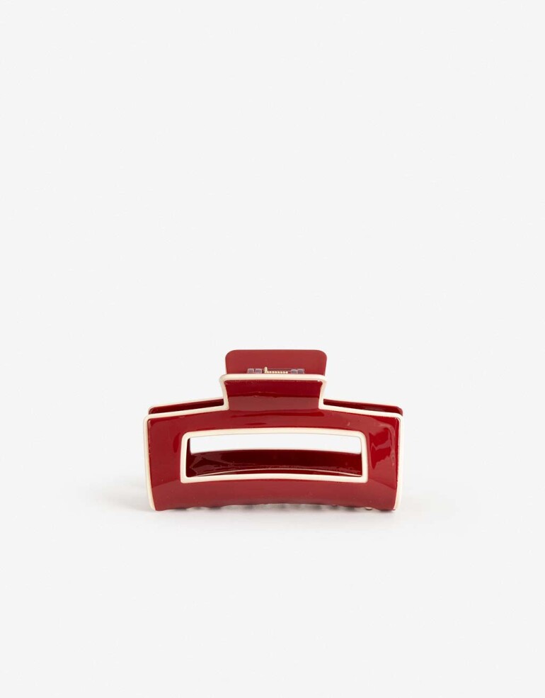 Broche Glossy Broche Rectangular Bicolor - Rojo Medio