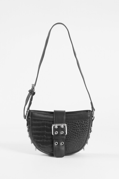 Bandolera croco hebilla negro