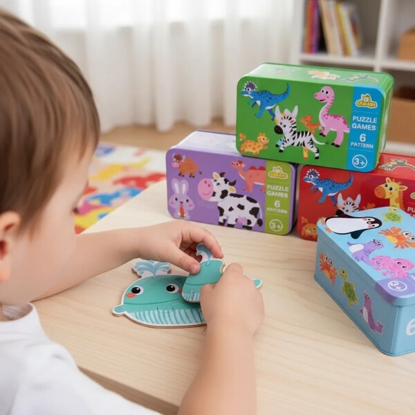 Puzzle divertido en lata animales del oceano