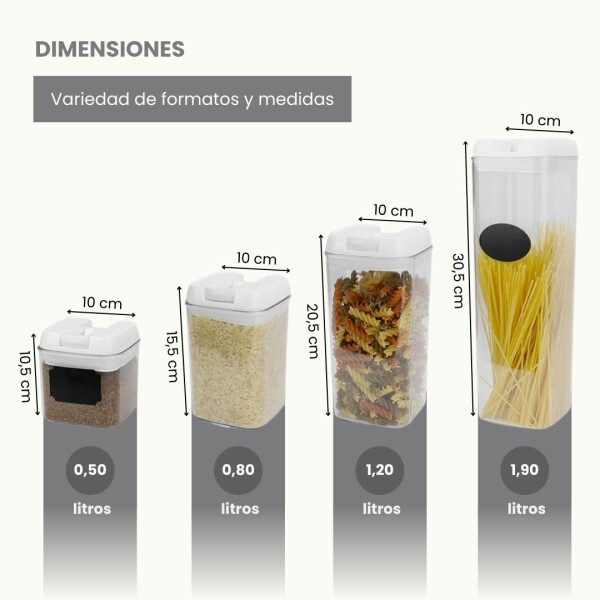 Juego de 5 Recipientes Herméticos Apilables Tarros Frascos Contenedores Apto Alimentos Imback Color Blanco Juego de 5 Recipientes Herméticos Apilables Tarros Frascos Contenedores Apto Alimentos Imback Color Blanco