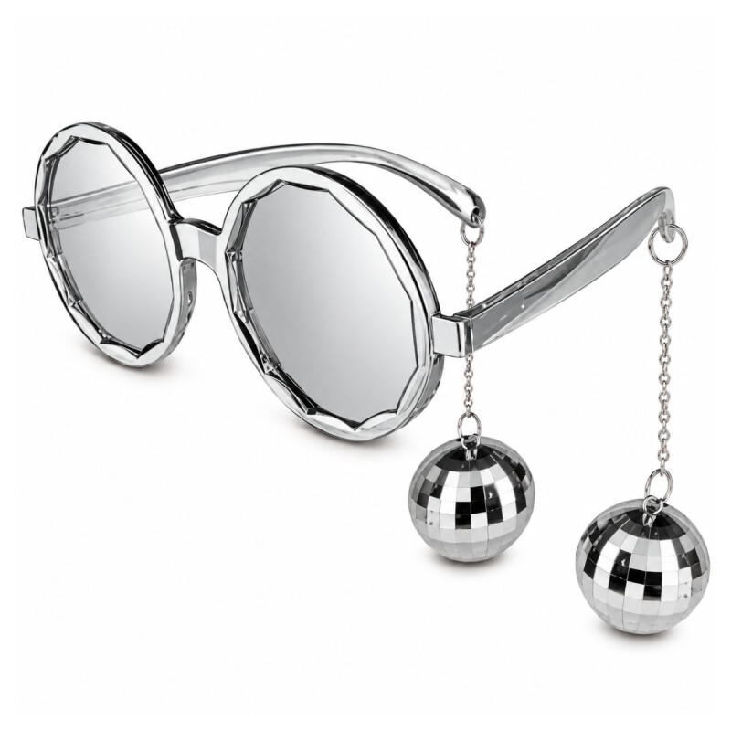 Lentes con Bola de Espejos Plateado